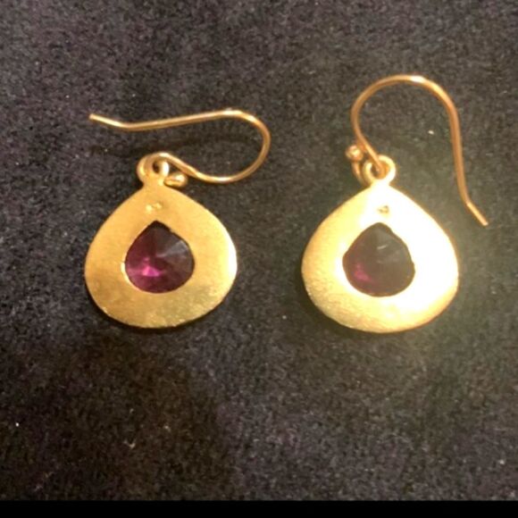 Sterling Silver Pierced Earrings Pink Quartz Stone Marked 925 22 Karat… - Picture 4 of 9